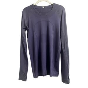 Lululemon Swiftly Relaxed Long Sleeve Hip Length sz 8 Dark Lavender w/Thumbholes